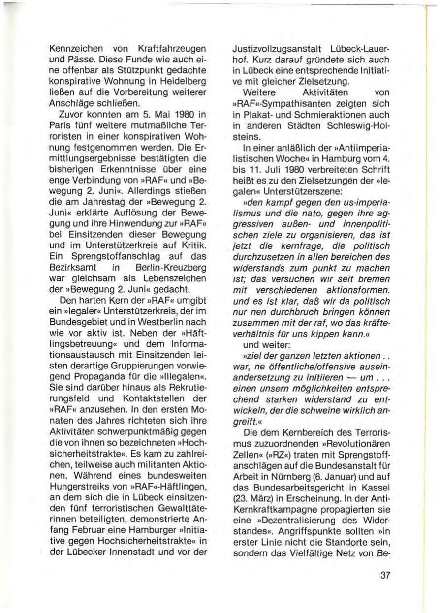 Seite 39 des Verfassungsschutzbericht 1980 Schleswig-Holstein