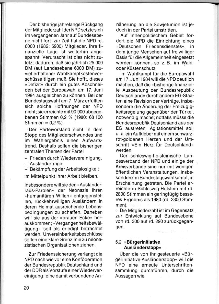 Seite 22 des Verfassungsschutzbericht 1983 Schleswig-Holstein
