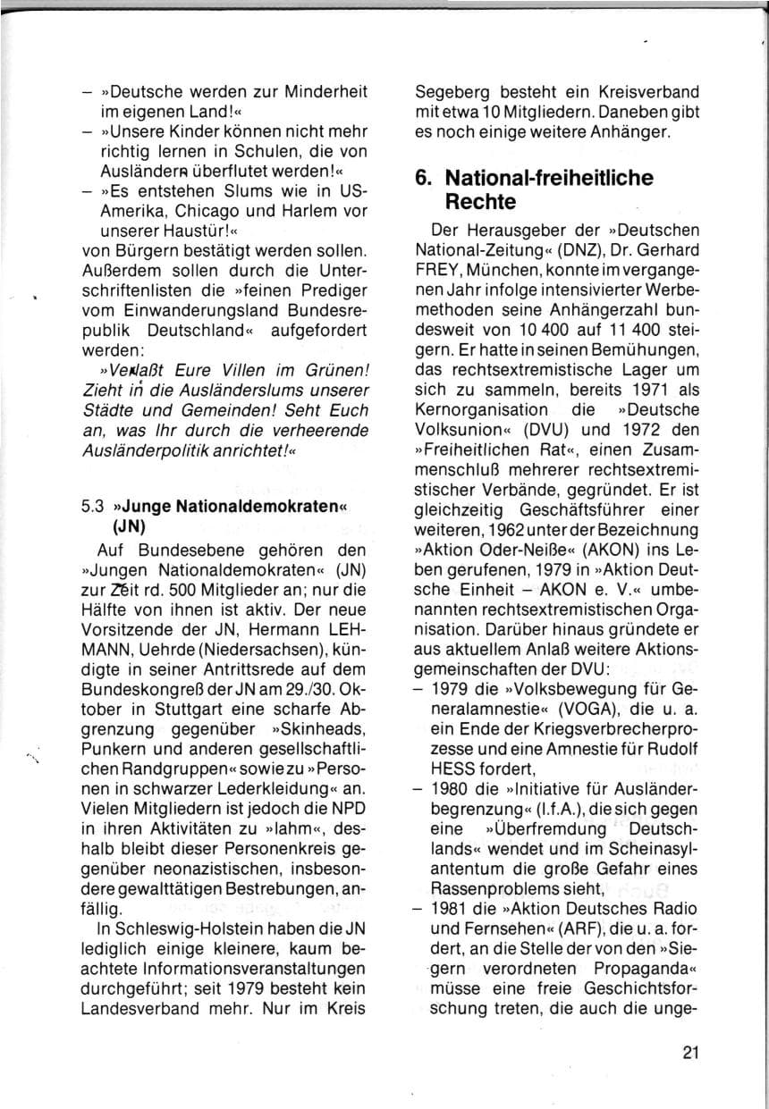 Seite 23 des Verfassungsschutzbericht 1983 Schleswig-Holstein