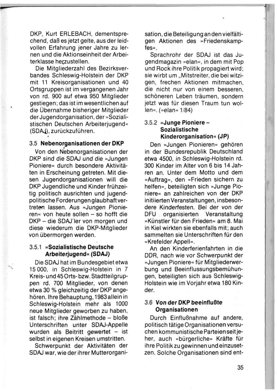 Seite 37 des Verfassungsschutzbericht 1983 Schleswig-Holstein