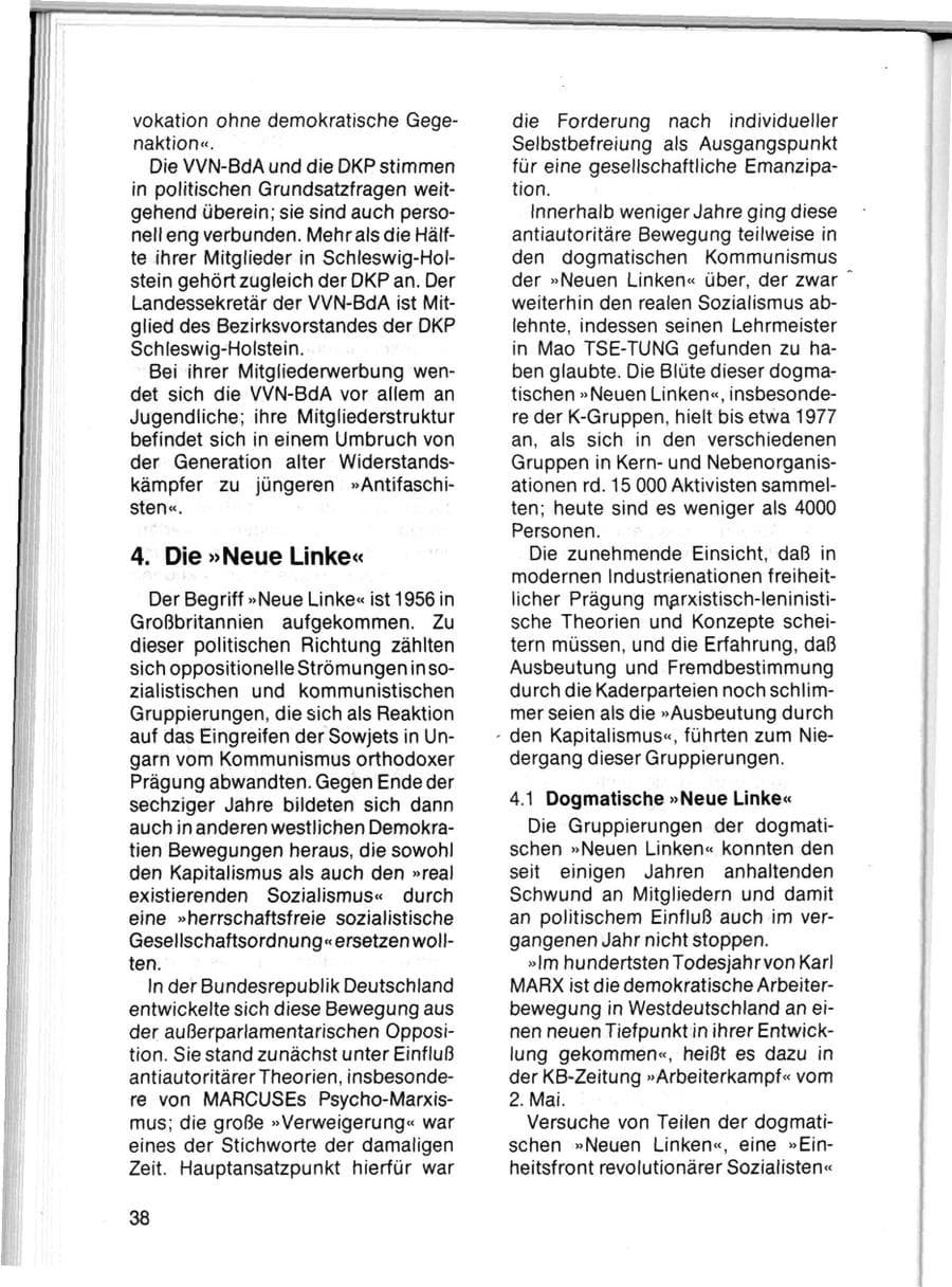 Seite 40 des Verfassungsschutzbericht 1983 Schleswig-Holstein