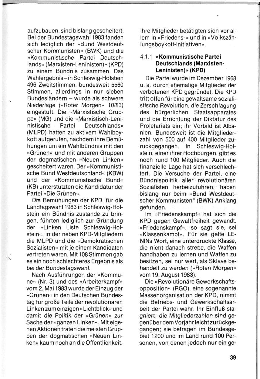 Seite 41 des Verfassungsschutzbericht 1983 Schleswig-Holstein