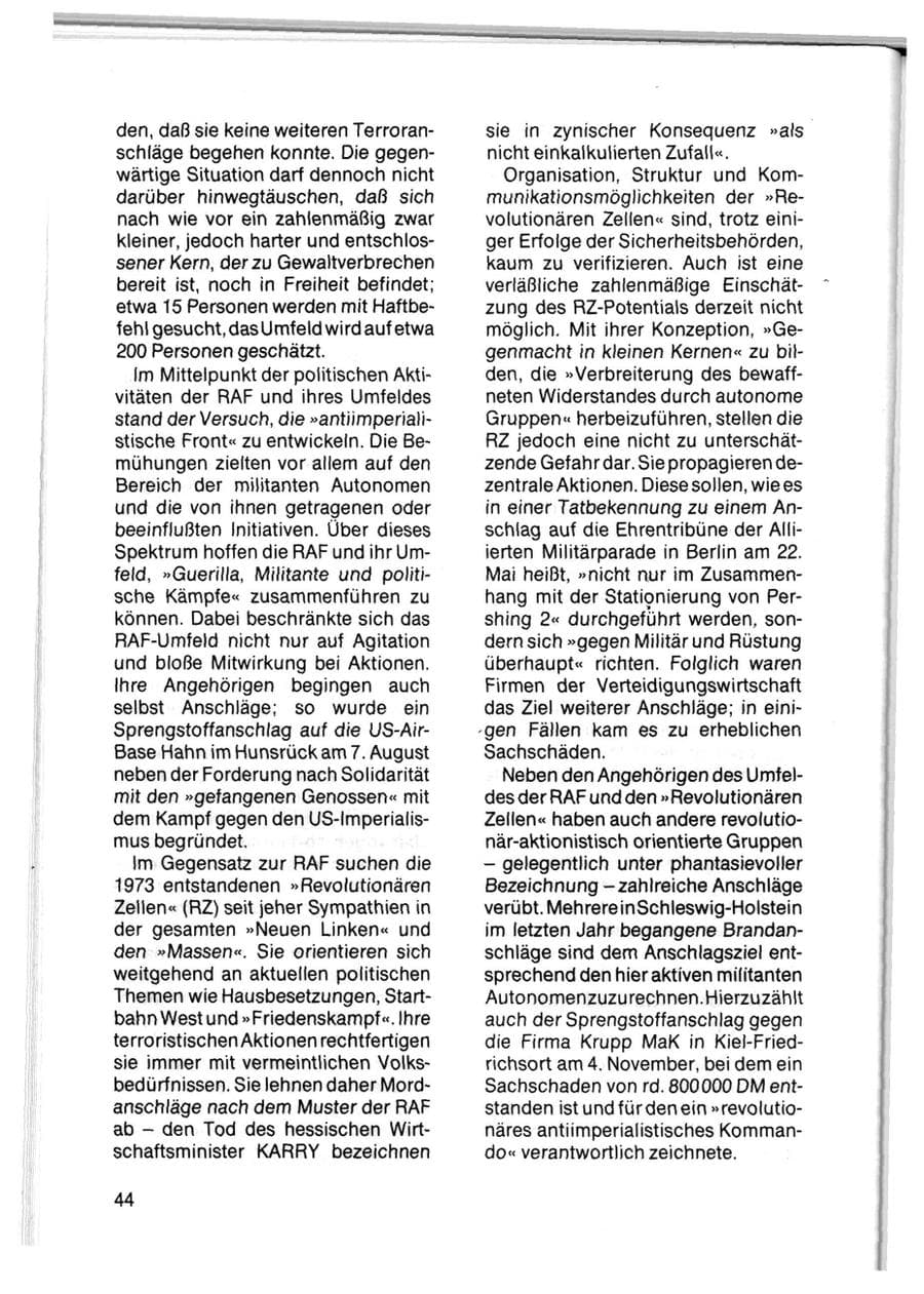 Seite 46 des Verfassungsschutzbericht 1983 Schleswig-Holstein