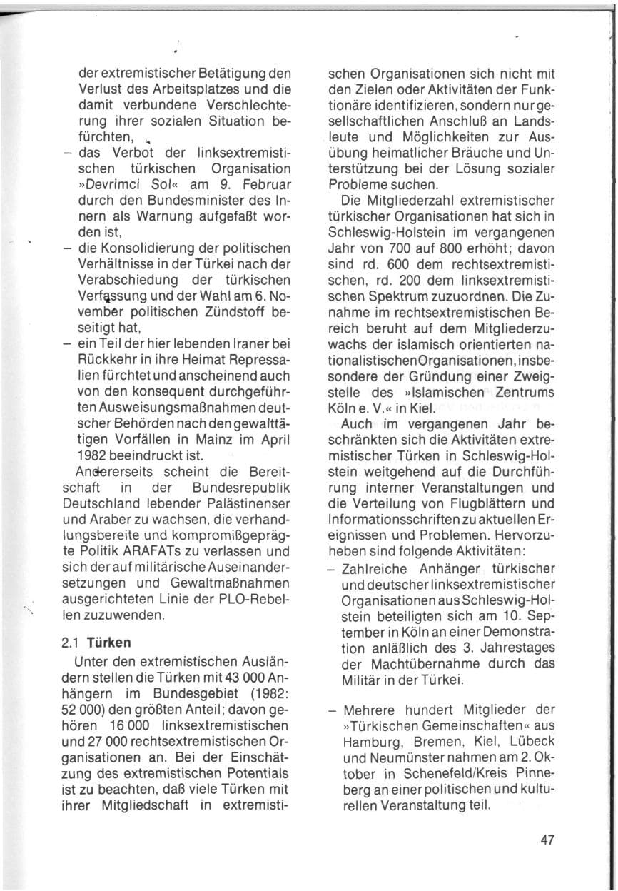 Seite 49 des Verfassungsschutzbericht 1983 Schleswig-Holstein