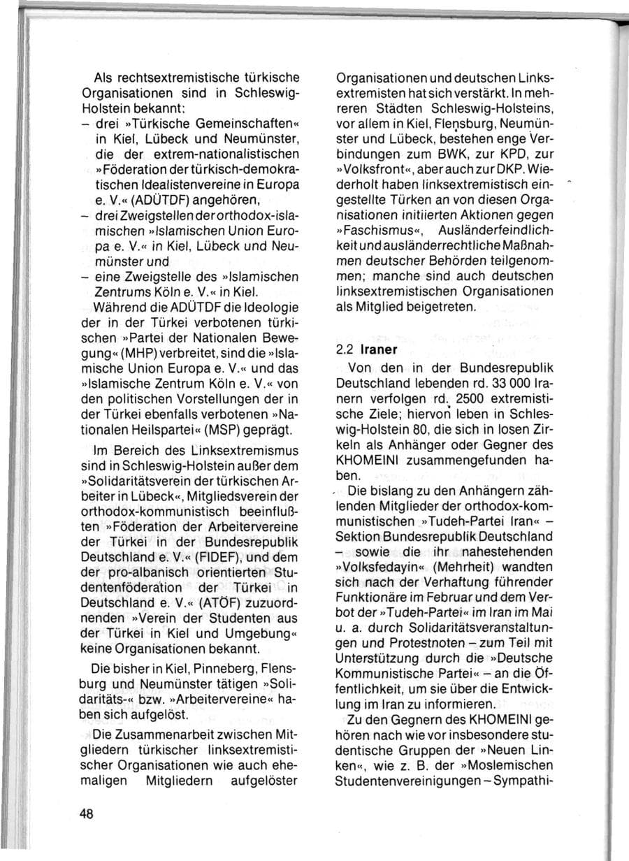 Seite 50 des Verfassungsschutzbericht 1983 Schleswig-Holstein
