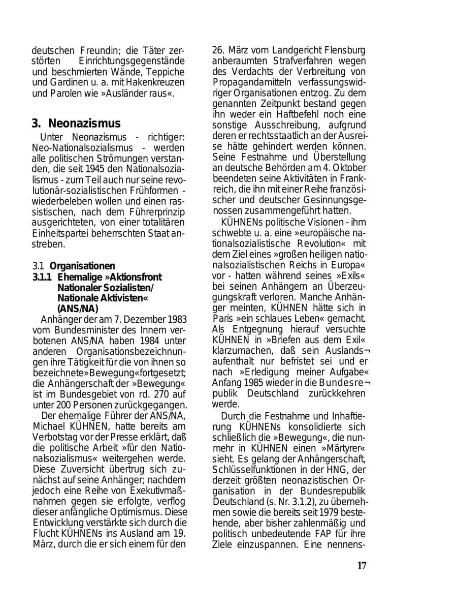 Seite 19 des Verfassungsschutzbericht 1984 Schleswig-Holstein