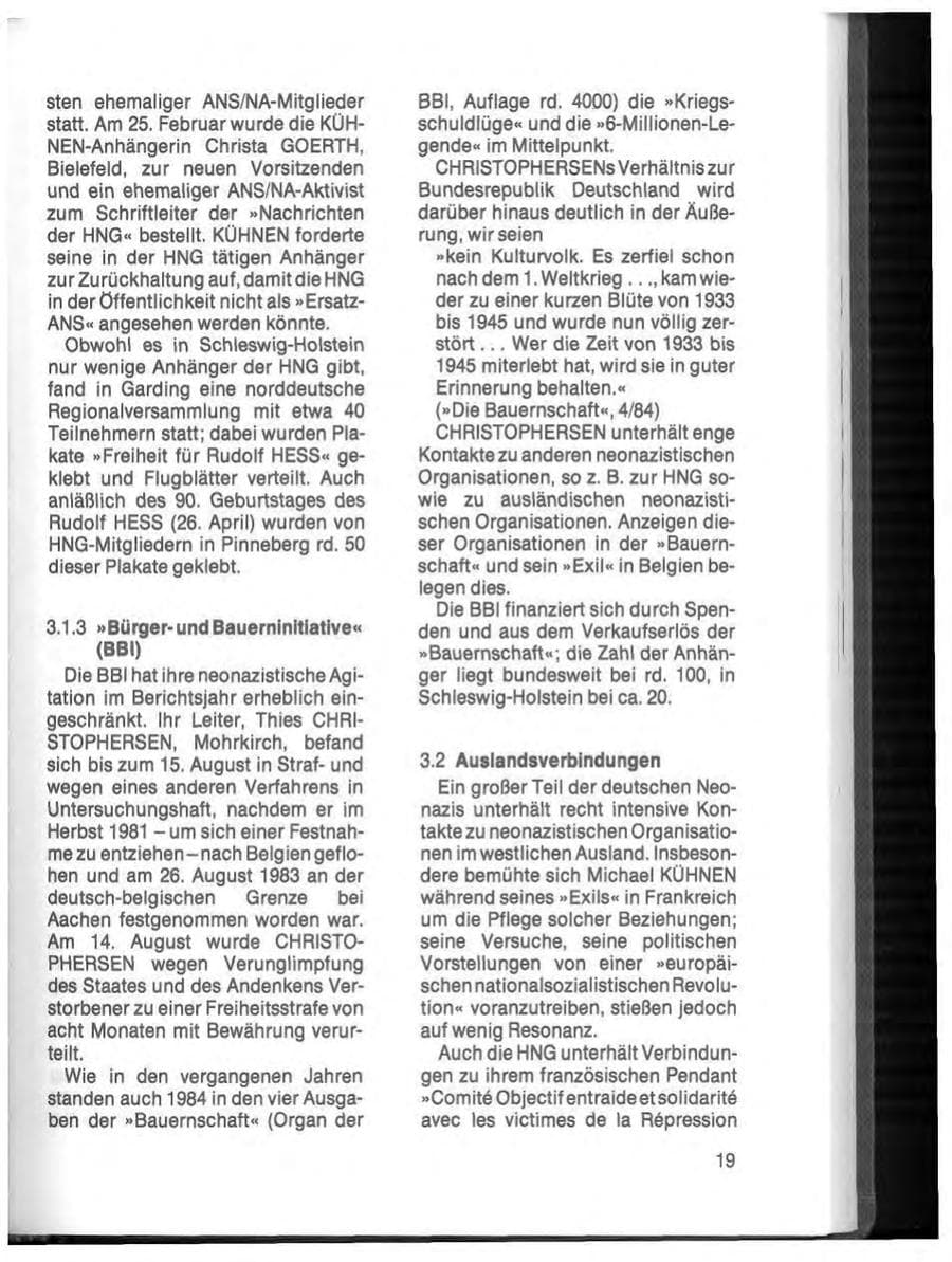Seite 21 des Verfassungsschutzbericht 1984 Schleswig-Holstein