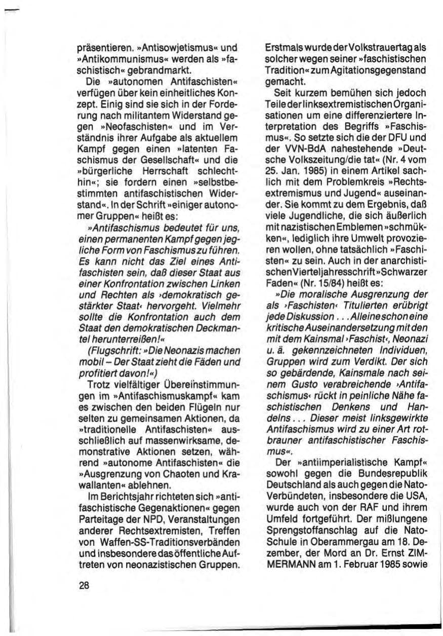 Seite 30 des Verfassungsschutzbericht 1984 Schleswig-Holstein
