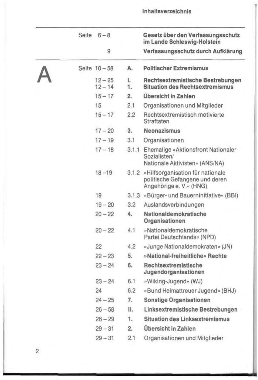 Seite 4 des Verfassungsschutzbericht 1984 Schleswig-Holstein