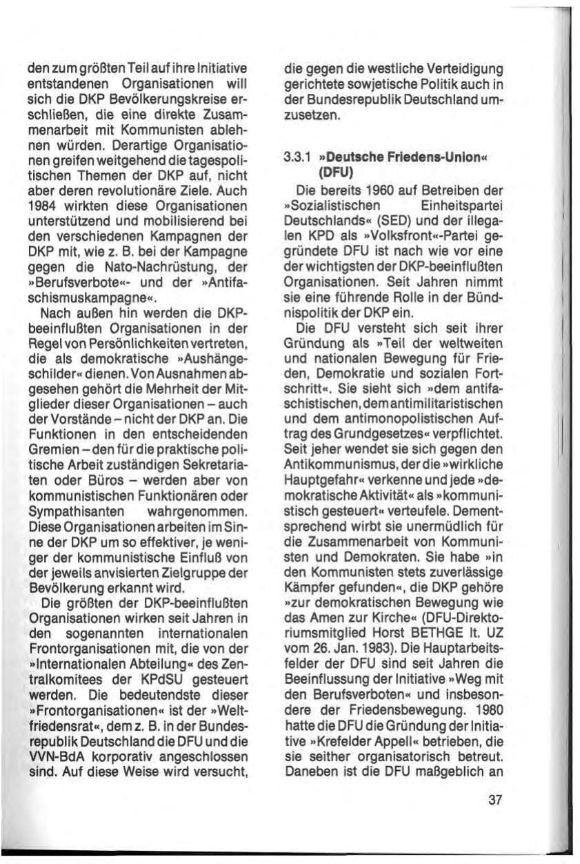 Seite 39 des Verfassungsschutzbericht 1984 Schleswig-Holstein