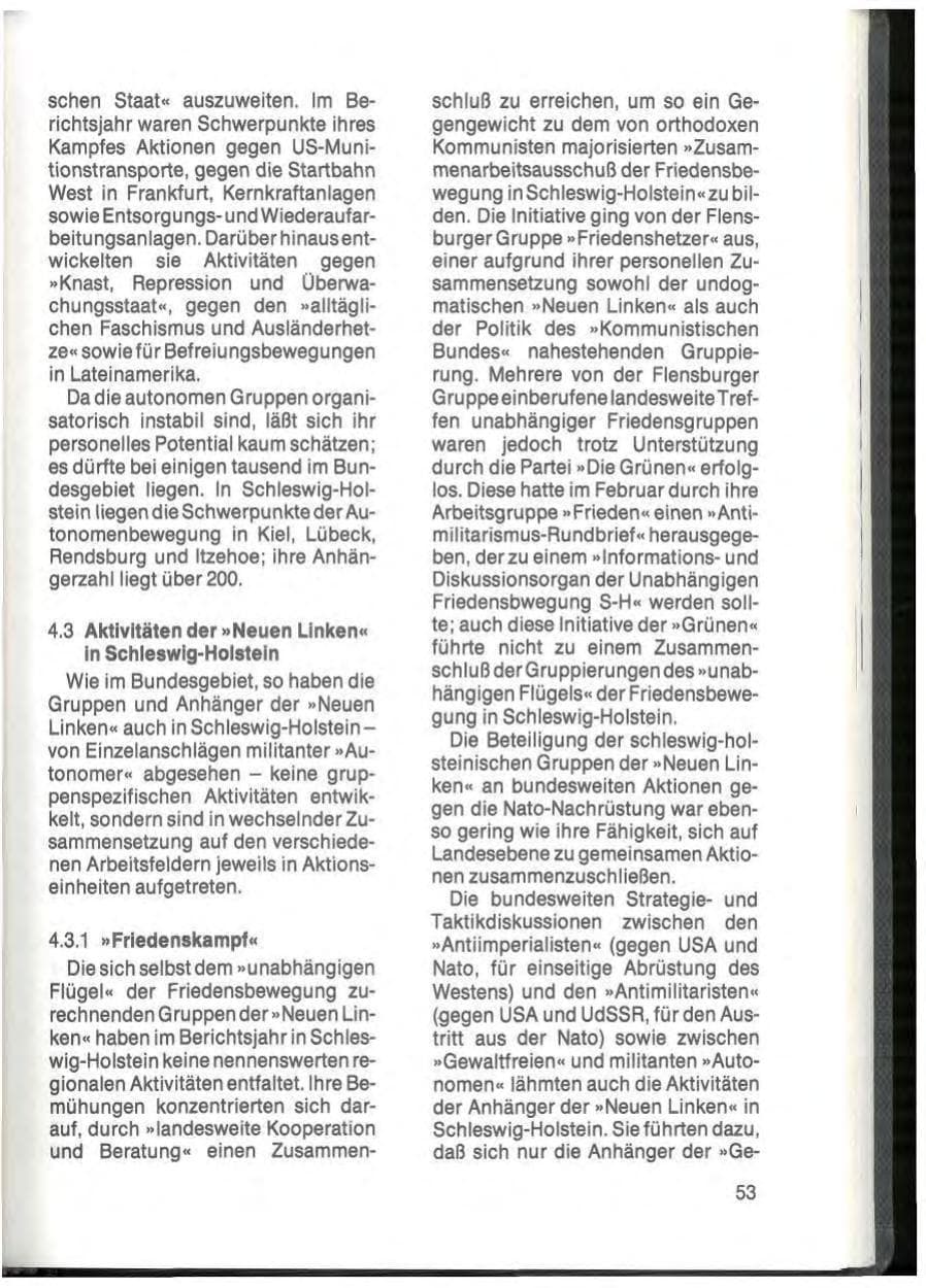Seite 55 des Verfassungsschutzbericht 1984 Schleswig-Holstein