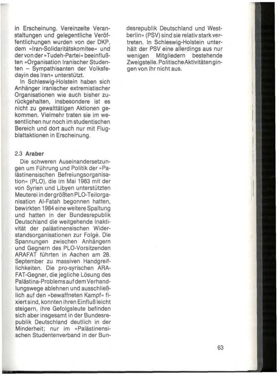 Seite 65 des Verfassungsschutzbericht 1984 Schleswig-Holstein