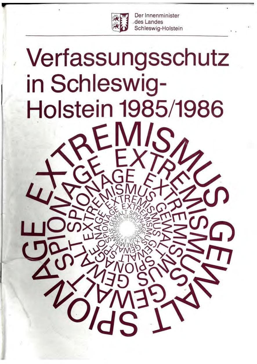Seite 1 des Verfassungsschutzbericht 1985 Schleswig-Holstein