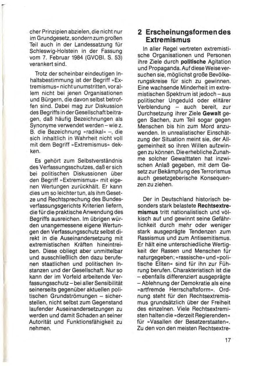 Seite 19 des Verfassungsschutzbericht 1985 Schleswig-Holstein