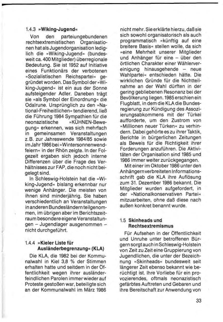 Seite 35 des Verfassungsschutzbericht 1985 Schleswig-Holstein