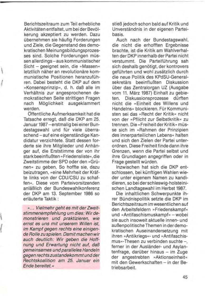 Seite 47 des Verfassungsschutzbericht 1985 Schleswig-Holstein