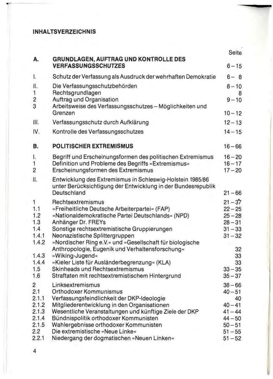 Seite 6 des Verfassungsschutzbericht 1985 Schleswig-Holstein