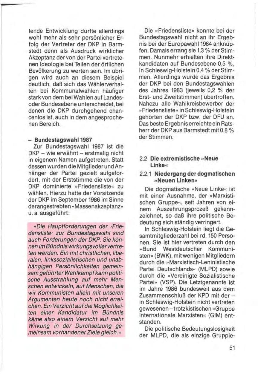 Seite 53 des Verfassungsschutzbericht 1985 Schleswig-Holstein