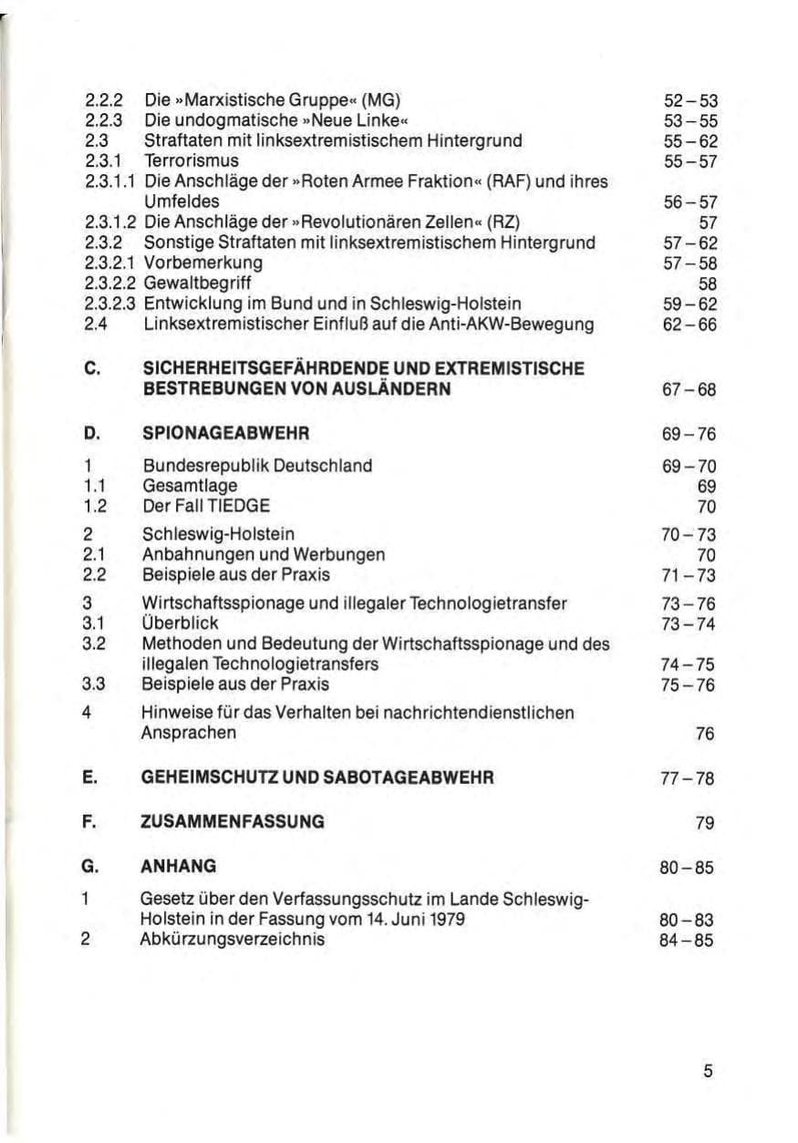 Seite 7 des Verfassungsschutzbericht 1985 Schleswig-Holstein