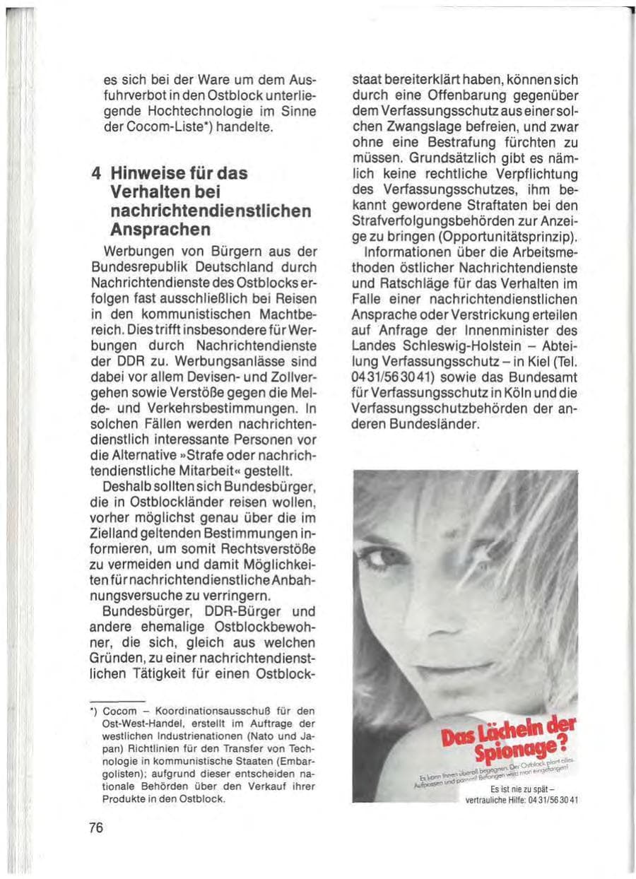 Seite 78 des Verfassungsschutzbericht 1985 Schleswig-Holstein