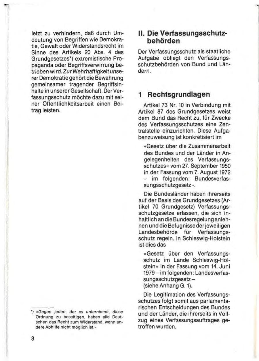 Seite 10 des Verfassungsschutzbericht 1985 Schleswig-Holstein