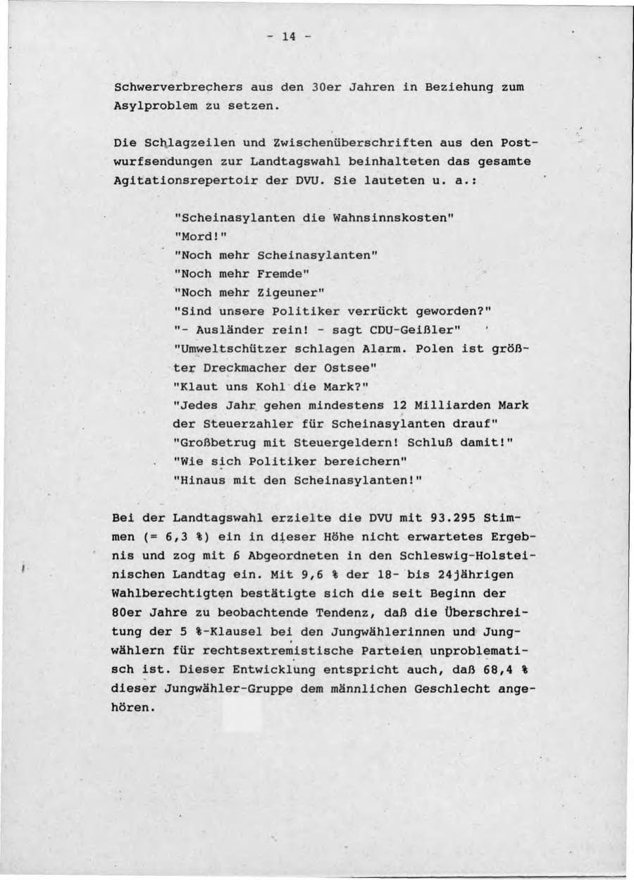 Seite 18 des Verfassungsschutzbericht 1992 Schleswig-Holstein