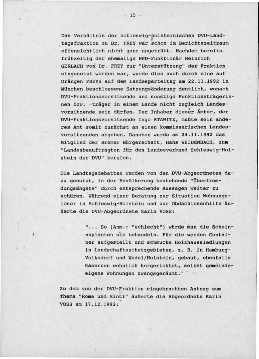 Seite 19 des Verfassungsschutzbericht 1992 Schleswig-Holstein