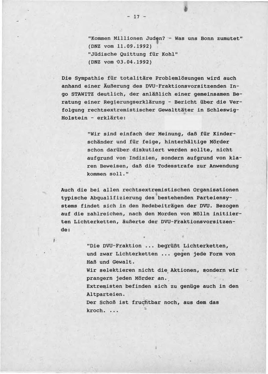 Seite 21 des Verfassungsschutzbericht 1992 Schleswig-Holstein