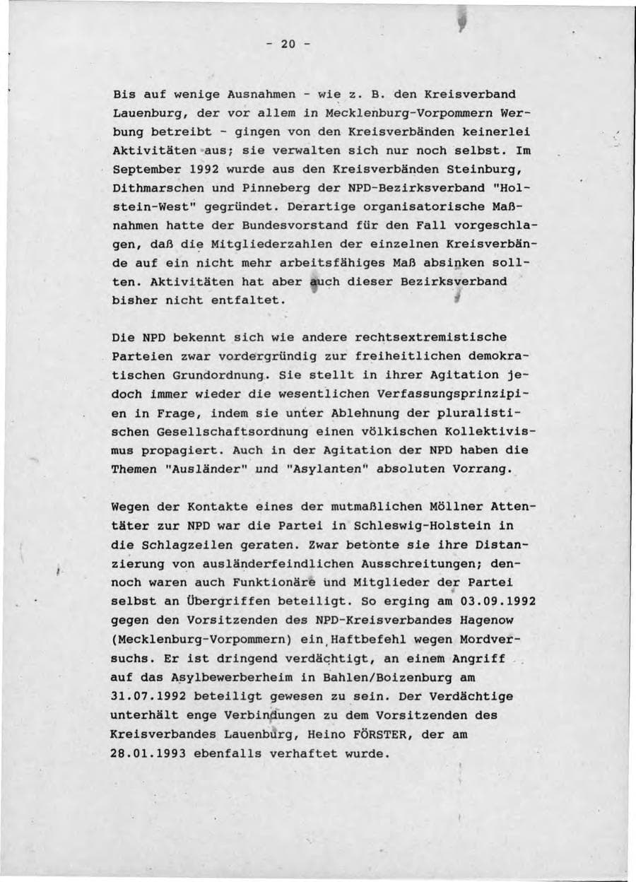 Seite 24 des Verfassungsschutzbericht 1992 Schleswig-Holstein