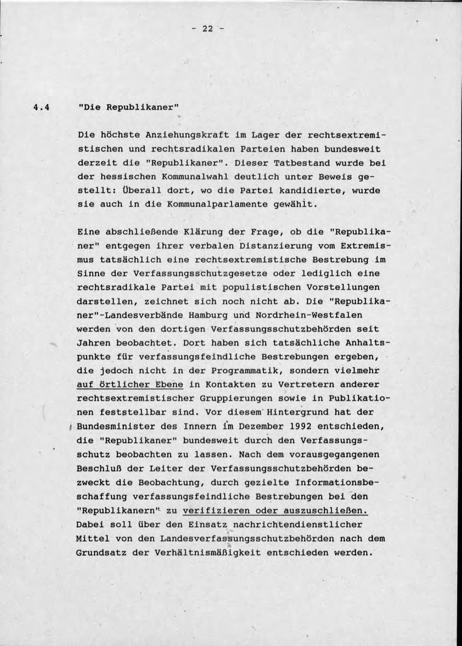 Seite 26 des Verfassungsschutzbericht 1992 Schleswig-Holstein