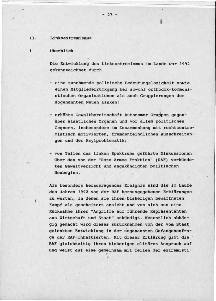 Seite 31 des Verfassungsschutzbericht 1992 Schleswig-Holstein