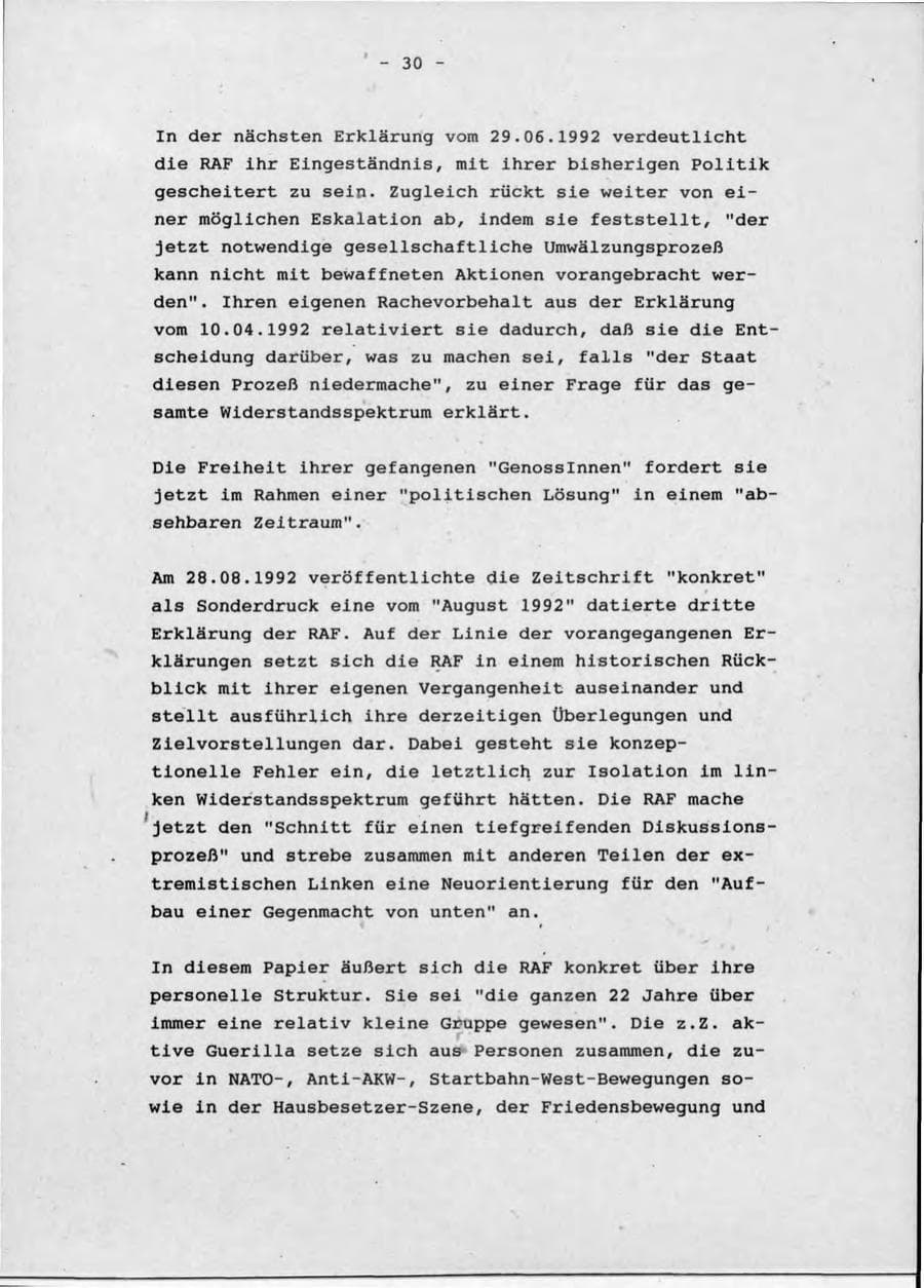Seite 34 des Verfassungsschutzbericht 1992 Schleswig-Holstein
