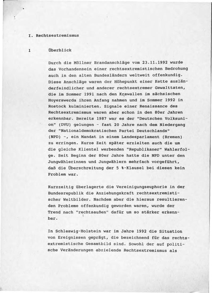 Seite 5 des Verfassungsschutzbericht 1992 Schleswig-Holstein