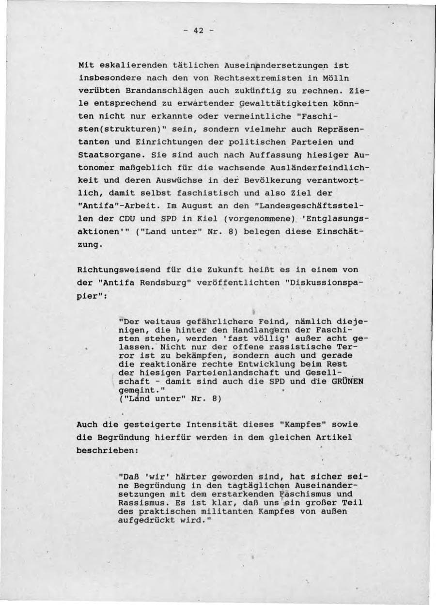 Seite 46 des Verfassungsschutzbericht 1992 Schleswig-Holstein