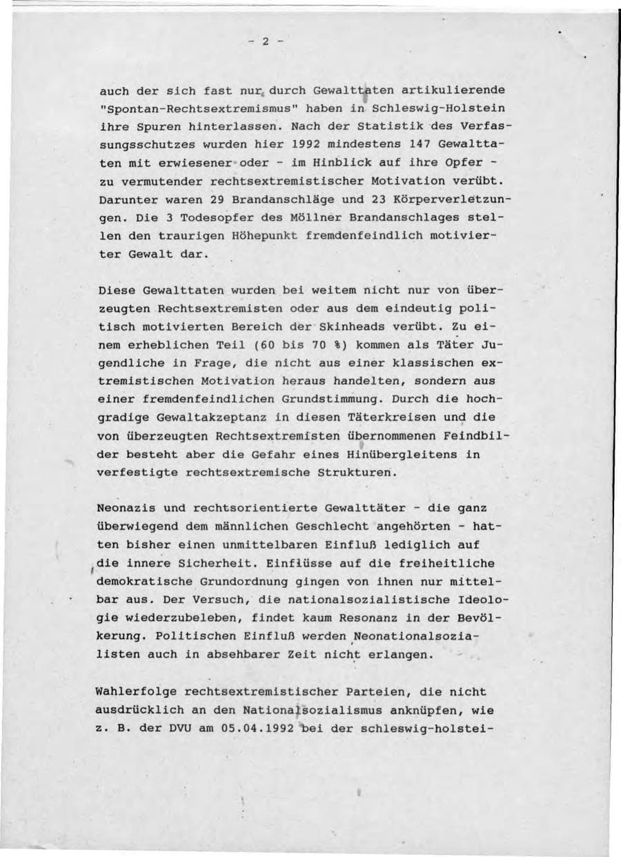 Seite 6 des Verfassungsschutzbericht 1992 Schleswig-Holstein