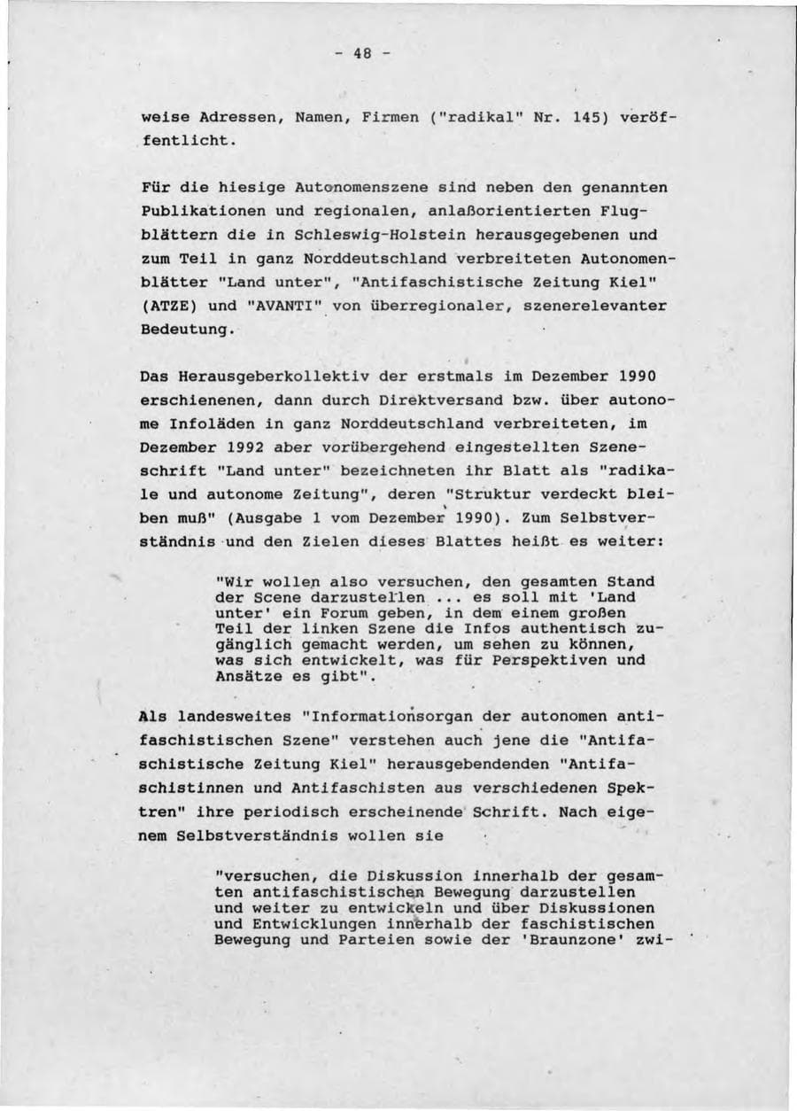 Seite 52 des Verfassungsschutzbericht 1992 Schleswig-Holstein
