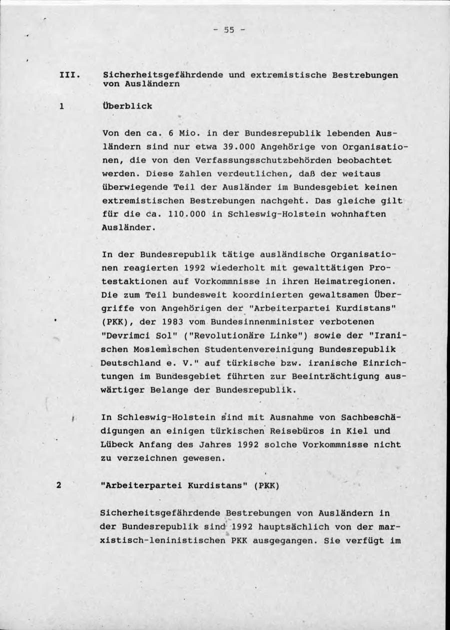 Seite 59 des Verfassungsschutzbericht 1992 Schleswig-Holstein
