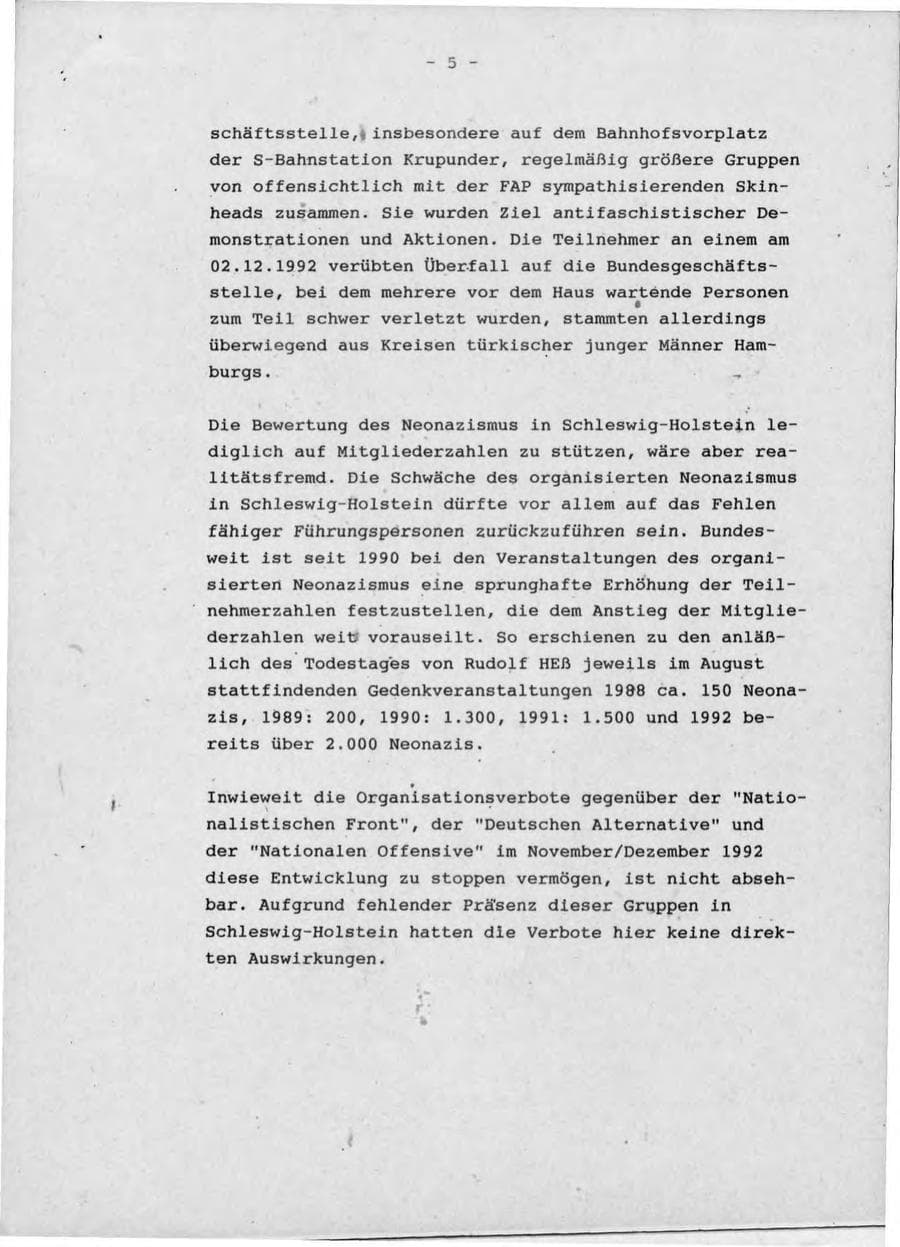 Seite 9 des Verfassungsschutzbericht 1992 Schleswig-Holstein