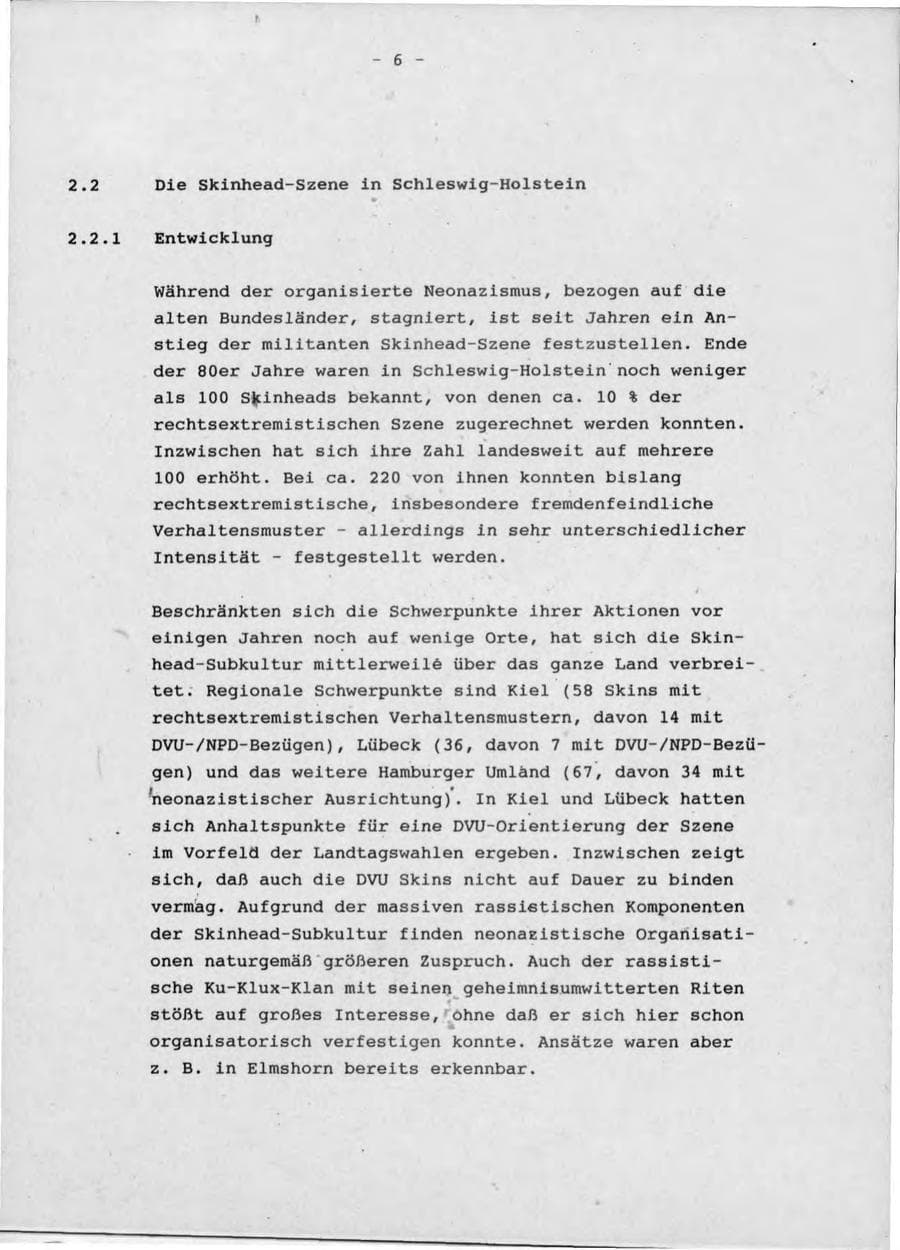 Seite 10 des Verfassungsschutzbericht 1992 Schleswig-Holstein