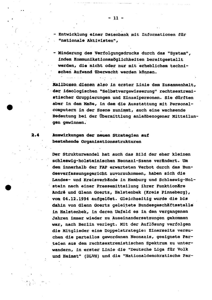 Seite 16 des Verfassungsschutzbericht 1994 Schleswig-Holstein