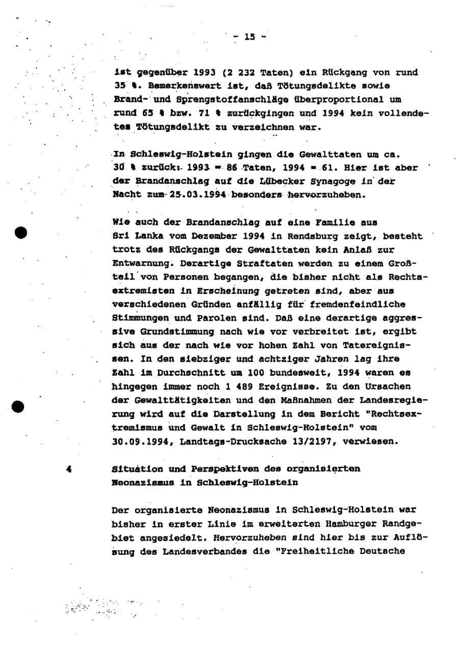 Seite 20 des Verfassungsschutzbericht 1994 Schleswig-Holstein
