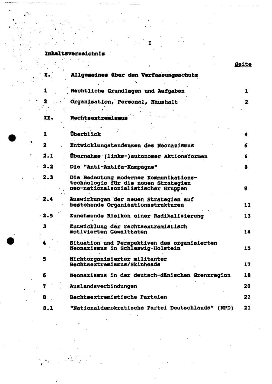 Seite 3 des Verfassungsschutzbericht 1994 Schleswig-Holstein