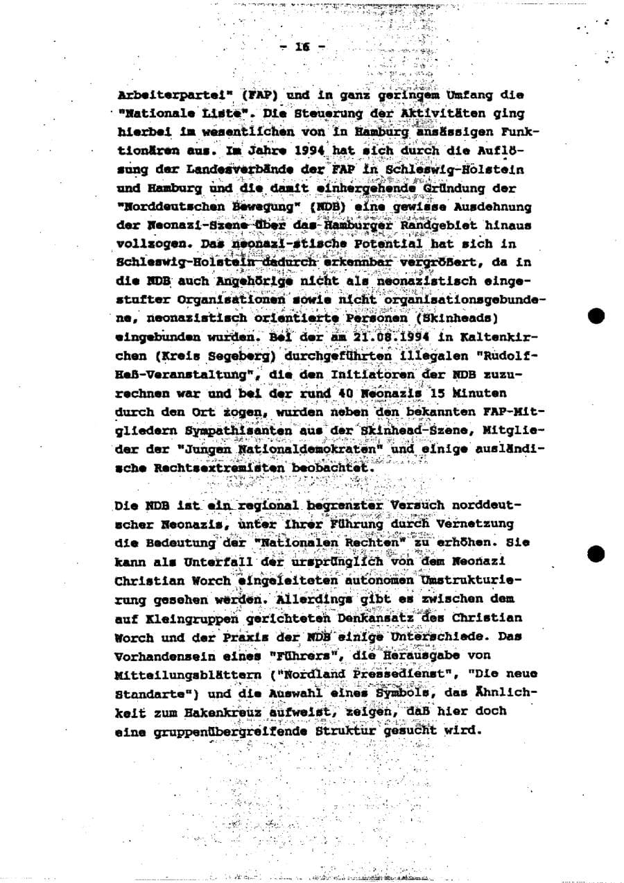 Seite 21 des Verfassungsschutzbericht 1994 Schleswig-Holstein