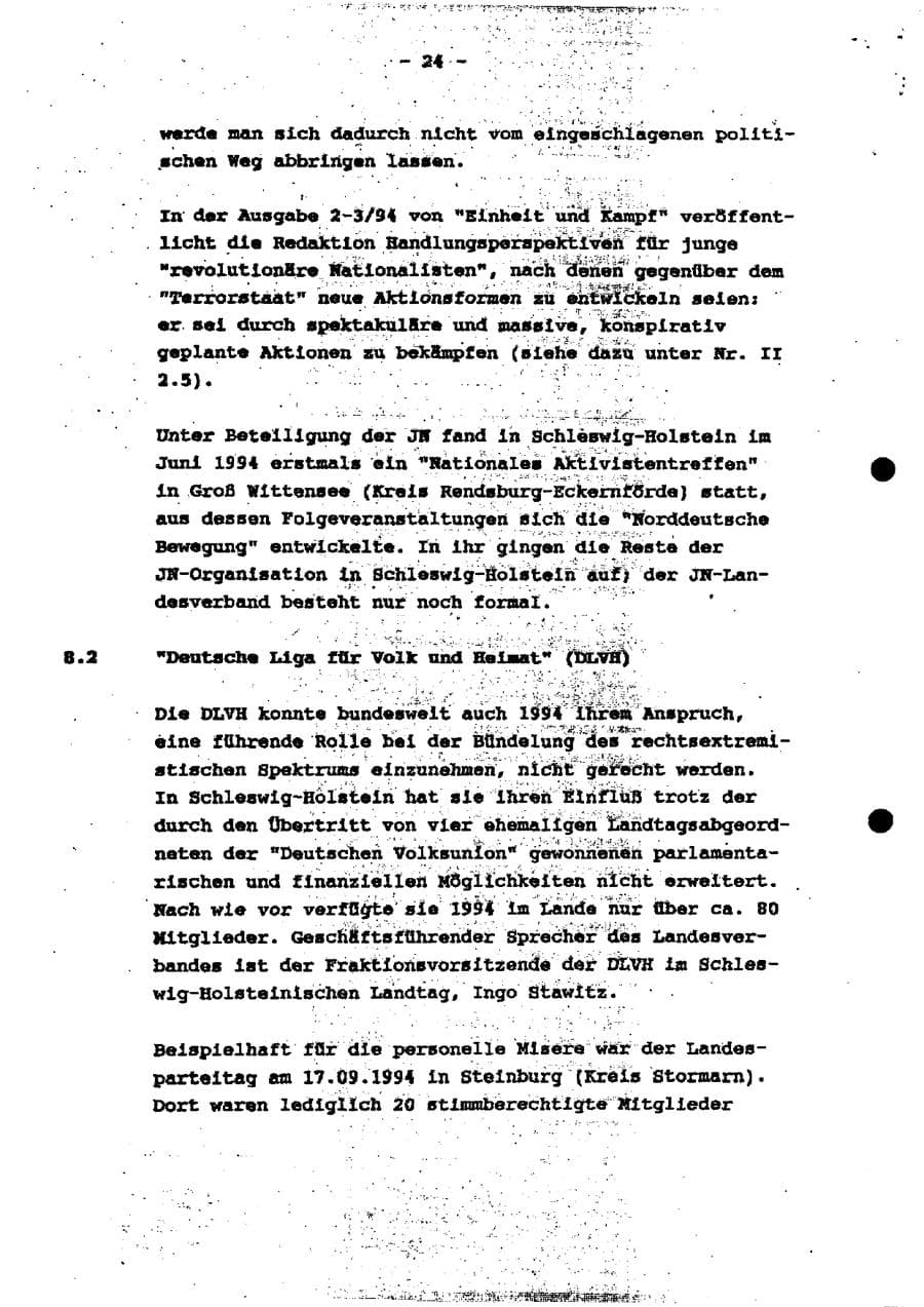 Seite 29 des Verfassungsschutzbericht 1994 Schleswig-Holstein