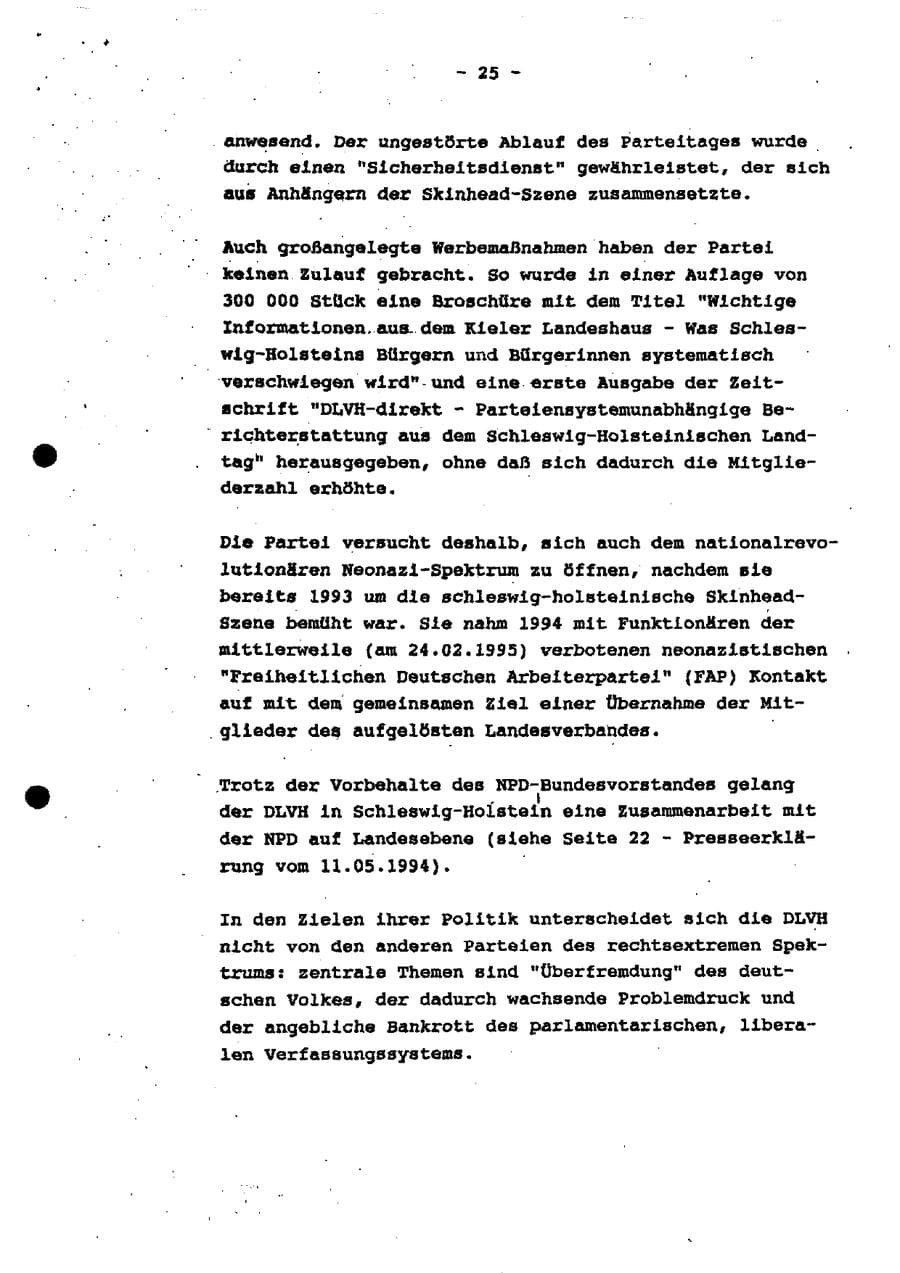 Seite 30 des Verfassungsschutzbericht 1994 Schleswig-Holstein