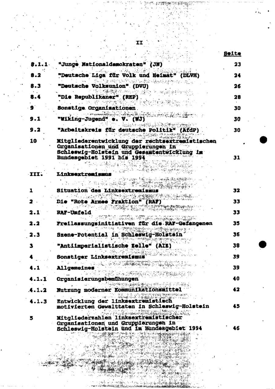 Seite 4 des Verfassungsschutzbericht 1994 Schleswig-Holstein