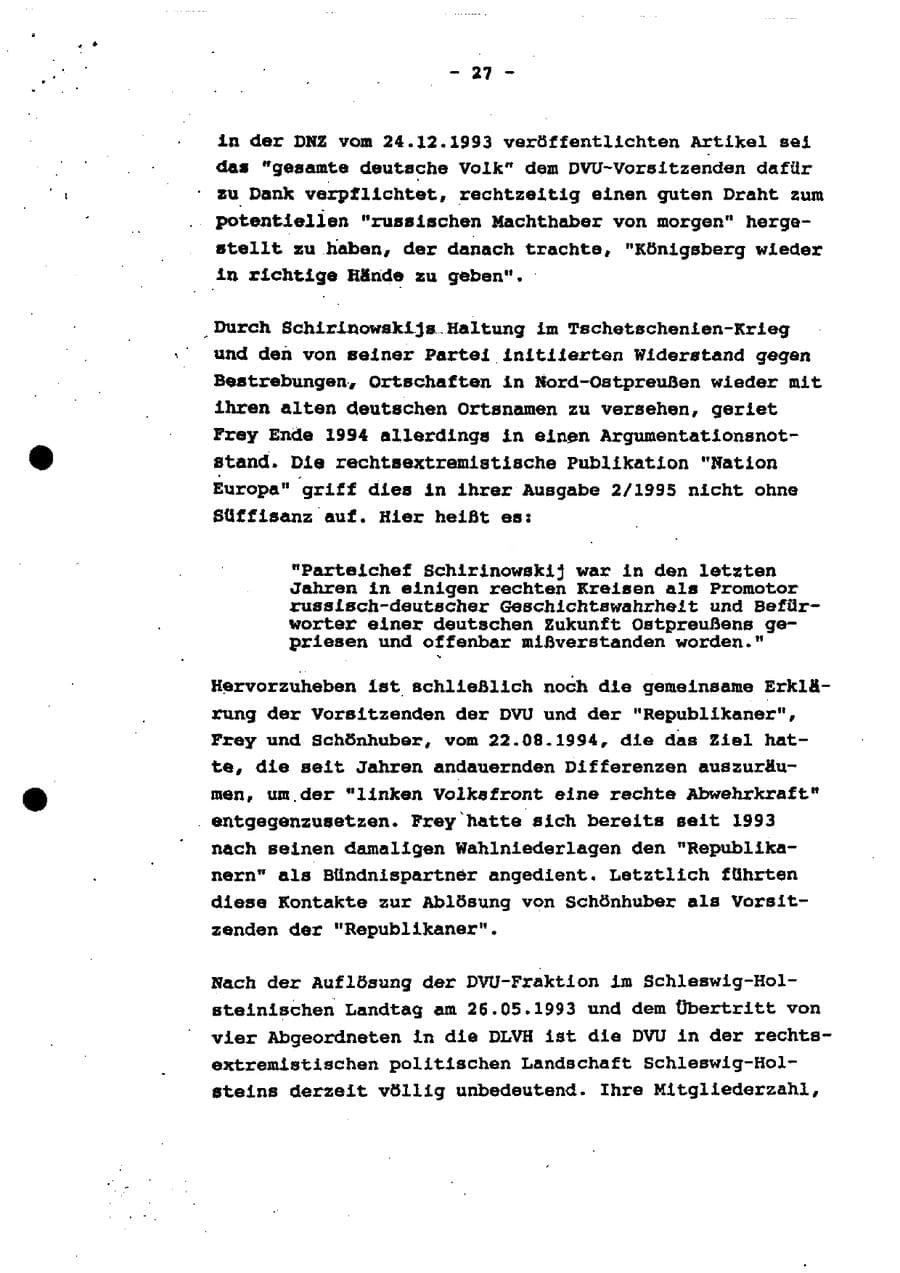 Seite 32 des Verfassungsschutzbericht 1994 Schleswig-Holstein