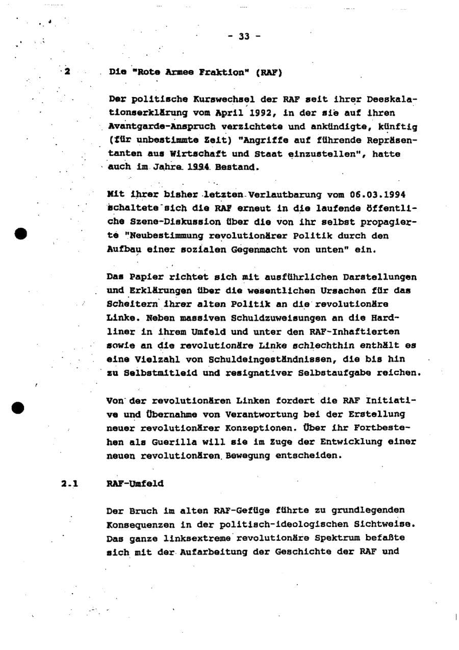 Seite 38 des Verfassungsschutzbericht 1994 Schleswig-Holstein