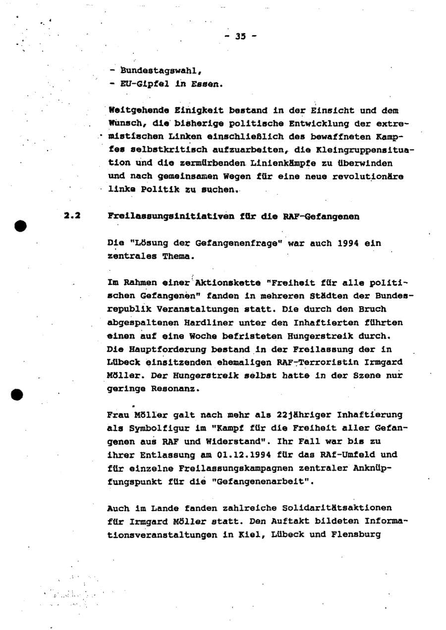 Seite 40 des Verfassungsschutzbericht 1994 Schleswig-Holstein