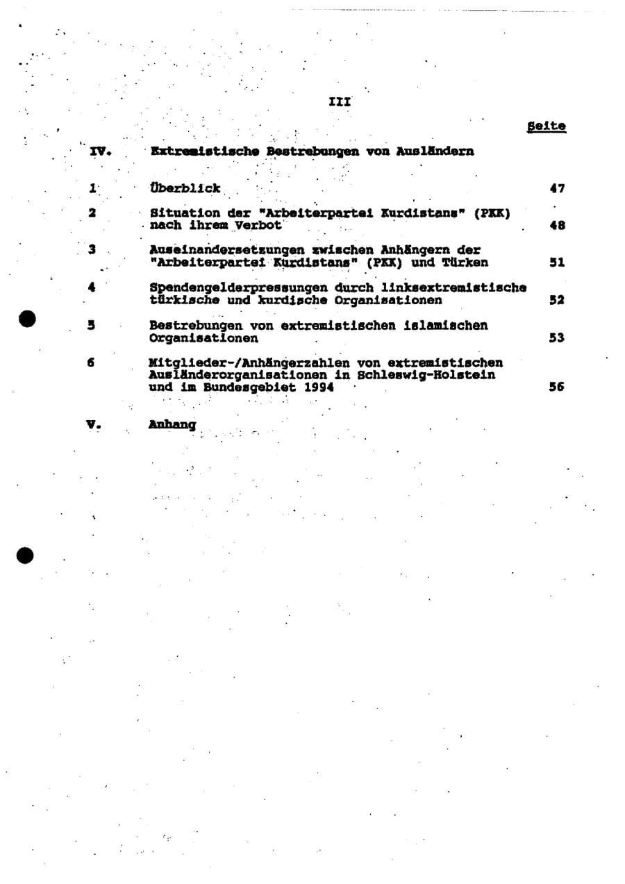 Seite 5 des Verfassungsschutzbericht 1994 Schleswig-Holstein